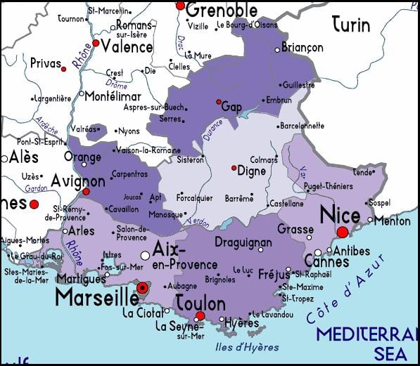 지도의 마르세유 지역